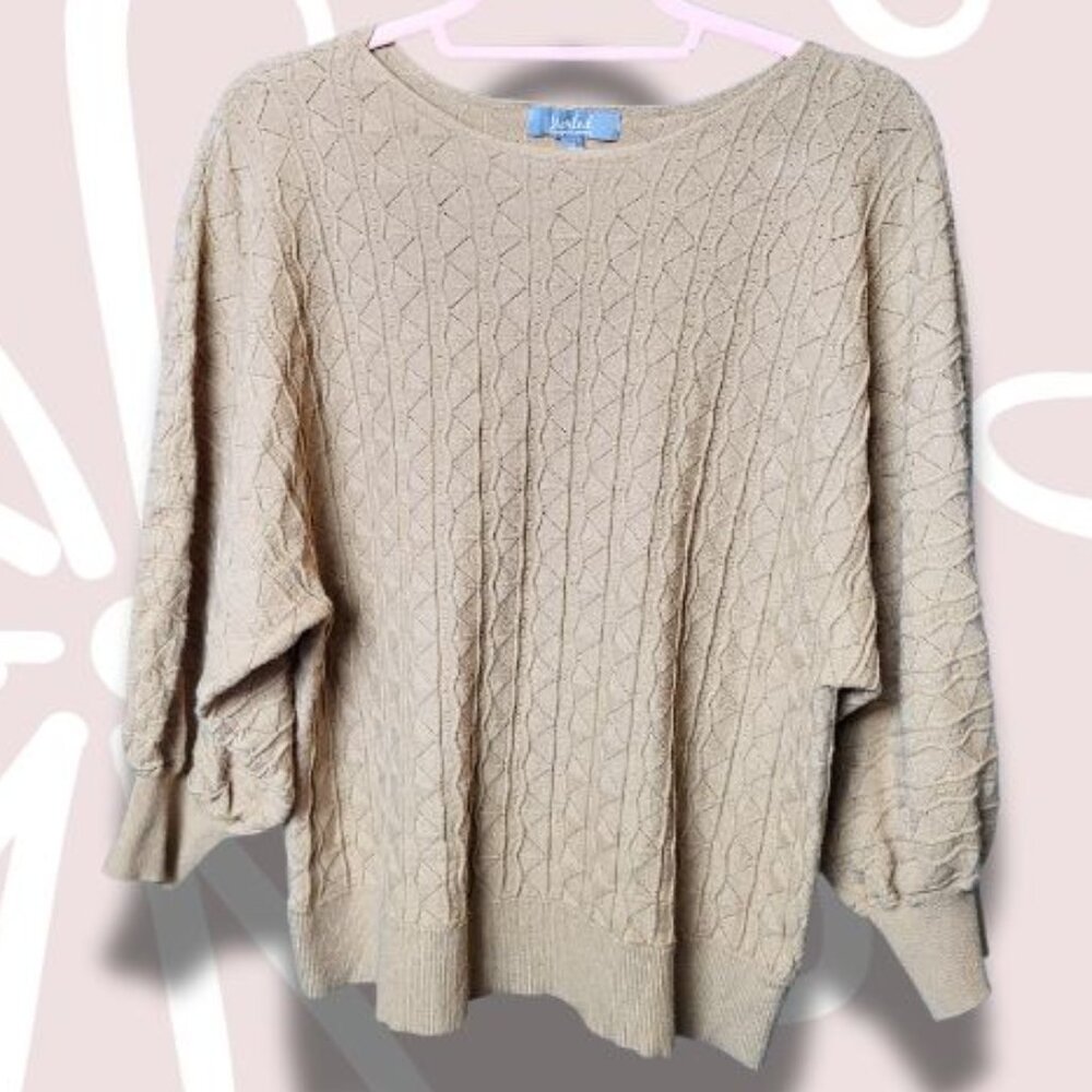 26.$5-XL-MARLED Rayon Blend Sweater Tan w/Textured Fabric Pattern Stretchy